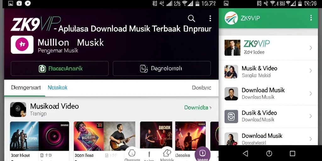 Antarmuka intuitif ZK9VIP untuk unduhan musik yang mudah.
