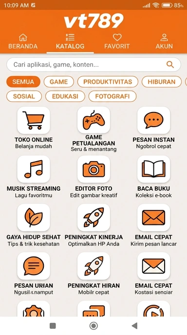 Tampilan katalog aplikasi vt789